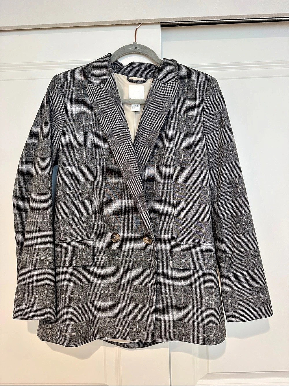 H&M Plaid Blazer in Gray & Black Size Small Like New
